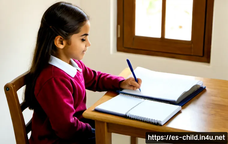 Home 15 아동상담사 업무일지 작성 - Photorealistic child counselor in a bright Spanish community support office, seated at a tidy wooden...